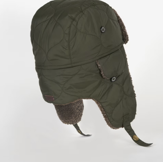 Barbour Sandbay Quilted Trapper Hat Olive