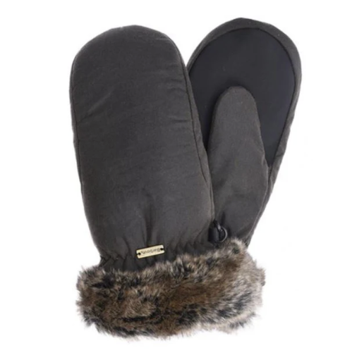 Wax with Fur Trim Mittens