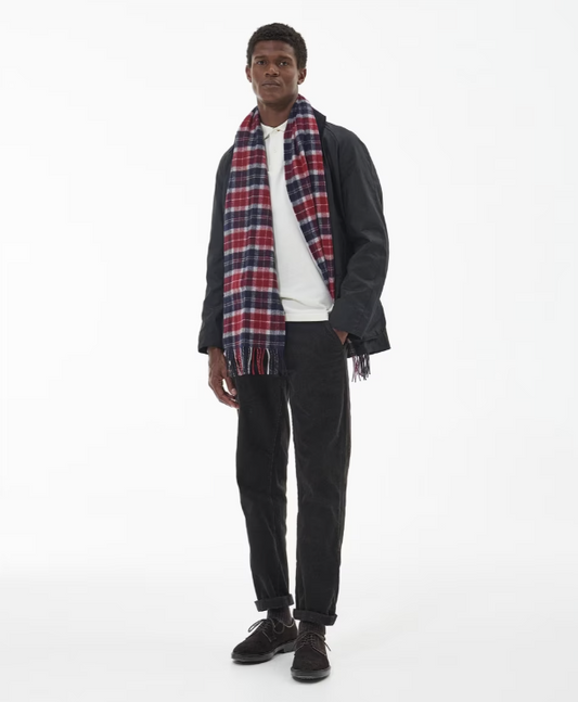 Barbour Tartan Lambswool Scarf Cranberry Tartan