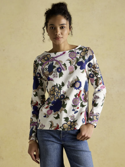 Harbour Cream Bird Printed Top