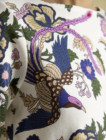 Harbour Cream Bird Printed Top