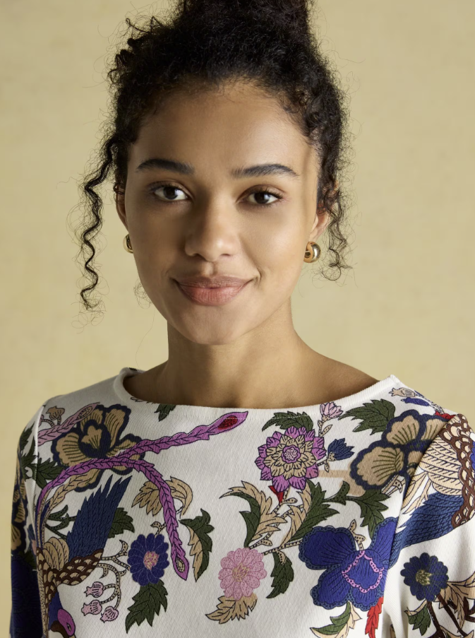 Harbour Cream Bird Printed Top