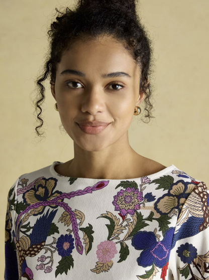 Harbour Cream Bird Printed Top