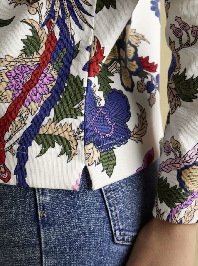 Harbour Cream Bird Printed Top