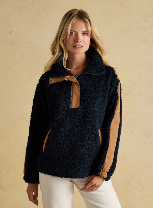 Tilly Navy Quarter Zip Borg Fleece