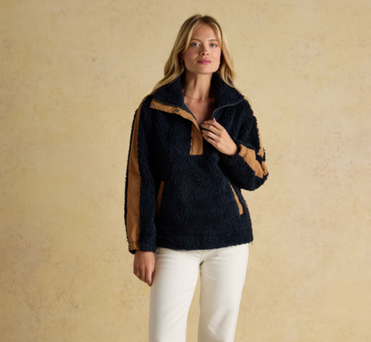 Tilly Navy Quarter Zip Borg Fleece