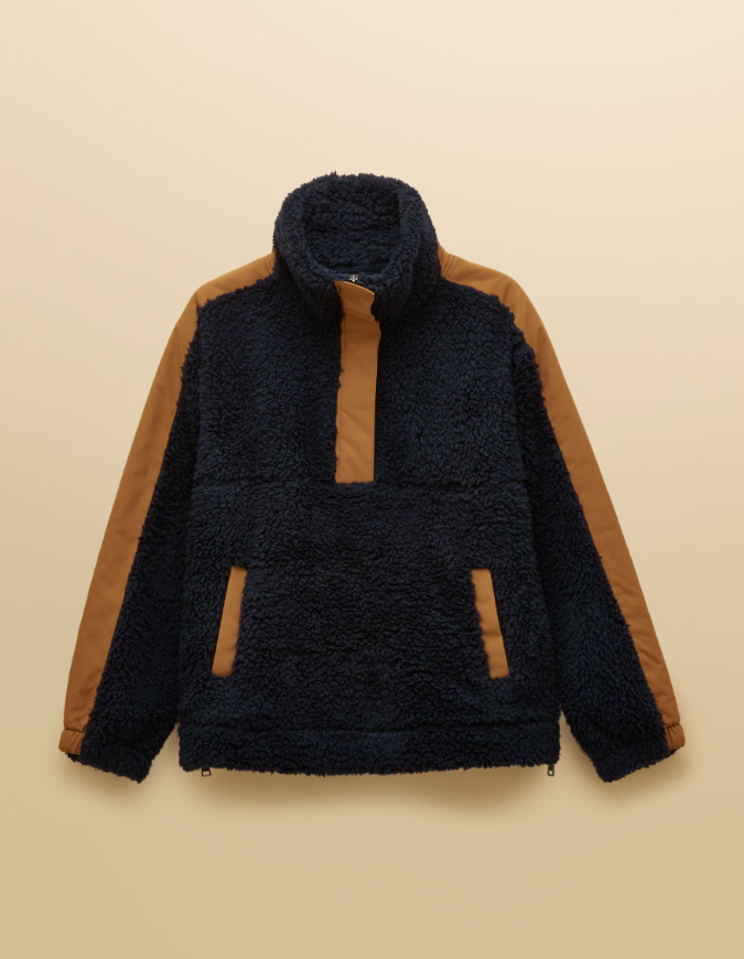 Tilly Navy Quarter Zip Borg Fleece