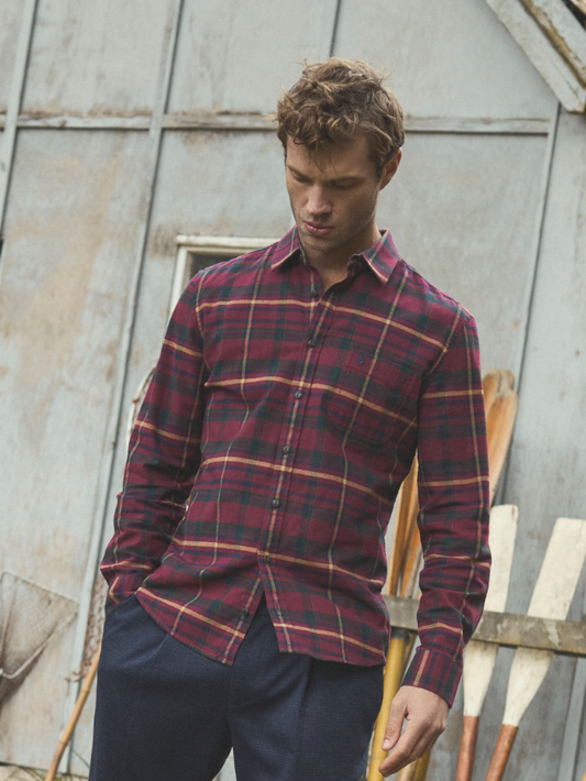 Burgundy Red Check Shirt
