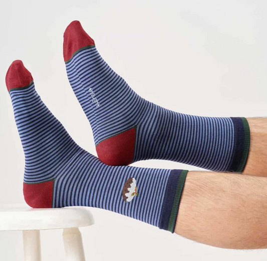 Thought Socks Mens Christmas Pudding Bamboo Cracker Gift Box Of Two Socks