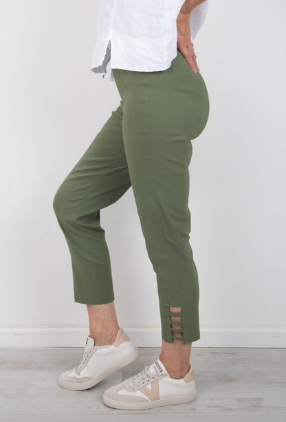 Lena 09 Ankle Grazer Trousers Khaki Green
