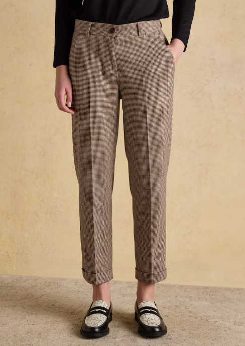 Ada Brown Dogtooth Relaxed Trousers