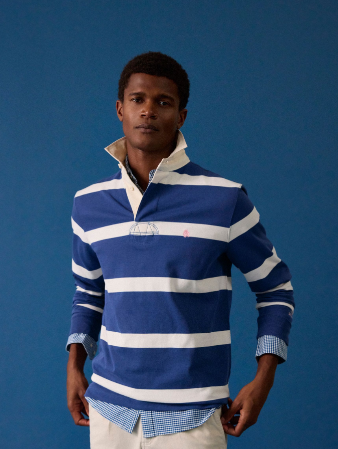 Blue & Cream Stripe Rugby Shirt