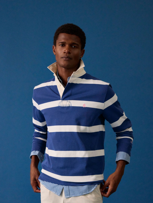 Blue & Cream Stripe Rugby Shirt