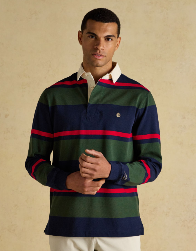 Navy & Green Stripe Rugby Shirt