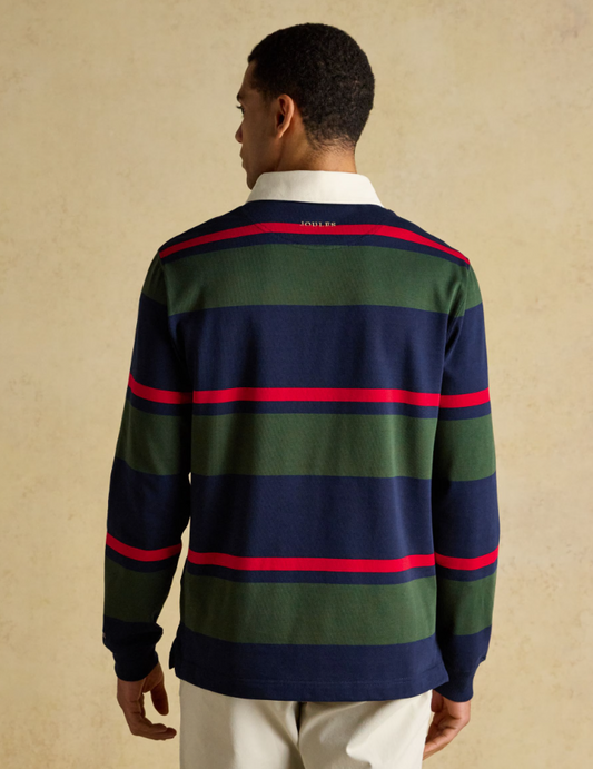 Joules Rugby Shirt Navy & Green Stripe