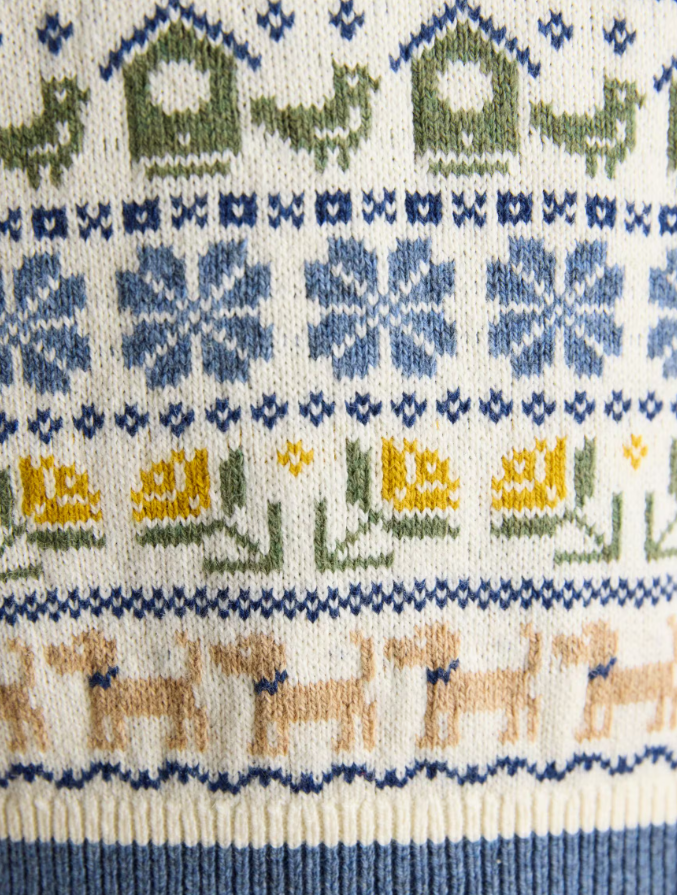 Blue Birds & Bees Knitted Crew Neck Vest