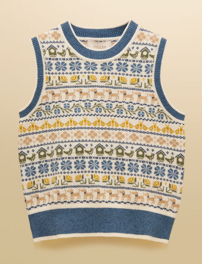 Blue Birds & Bees Knitted Crew Neck Vest
