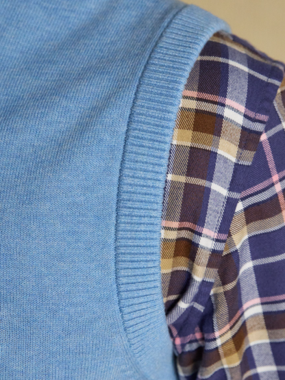 Hillside Light Blue Quarter Zip Knitted Tank Top