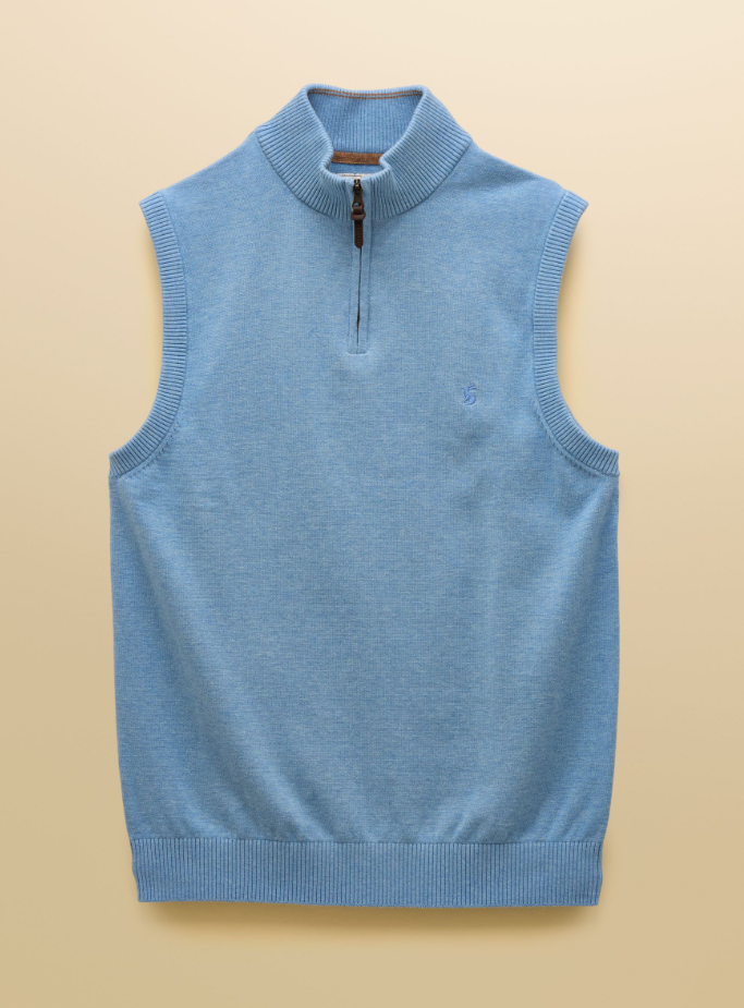 Hillside Light Blue Quarter Zip Knitted Tank Top