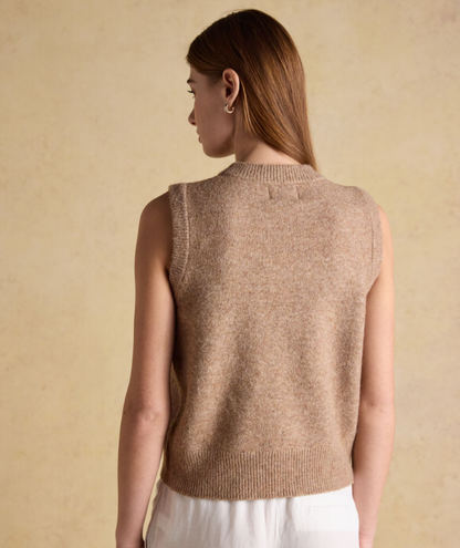 Joules Holly Knitted Crew Neck Vest Tan