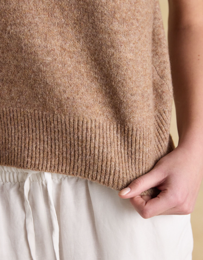 Joules Holly Knitted Crew Neck Vest Tan