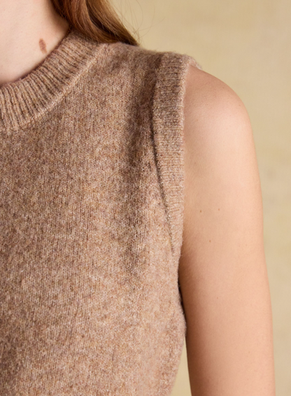 Joules Holly Knitted Crew Neck Vest Tan