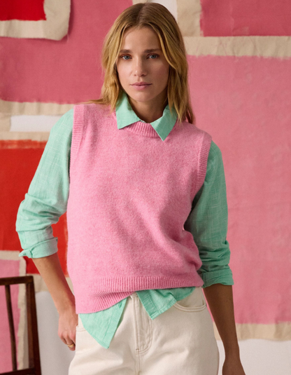 Holly Bright Pink Knitted Crew Neck Vest