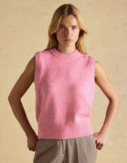 Holly Bright Pink Knitted Crew Neck Vest