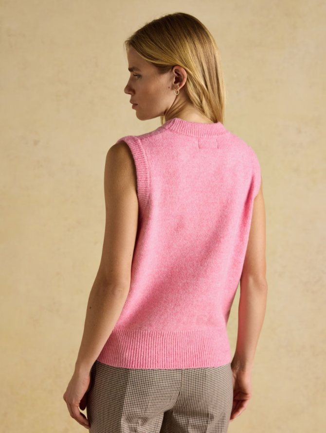 Holly Bright Pink Knitted Crew Neck Vest