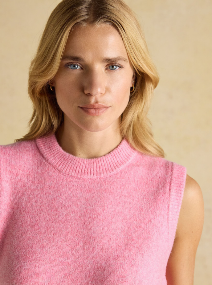 Holly Bright Pink Knitted Crew Neck Vest