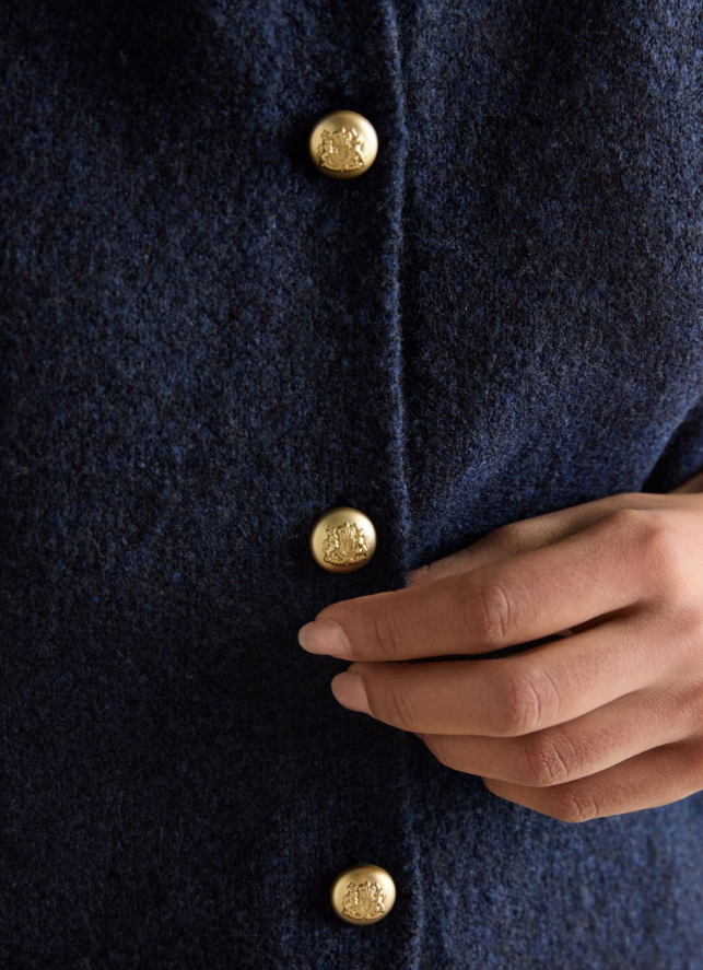 Joules Holly Navy Button Through Knitted Vest Navy