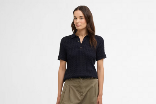 Barbour Hartland Knitted Polo Jumper Navy
