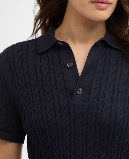 Barbour Hartland Knitted Polo Jumper Navy