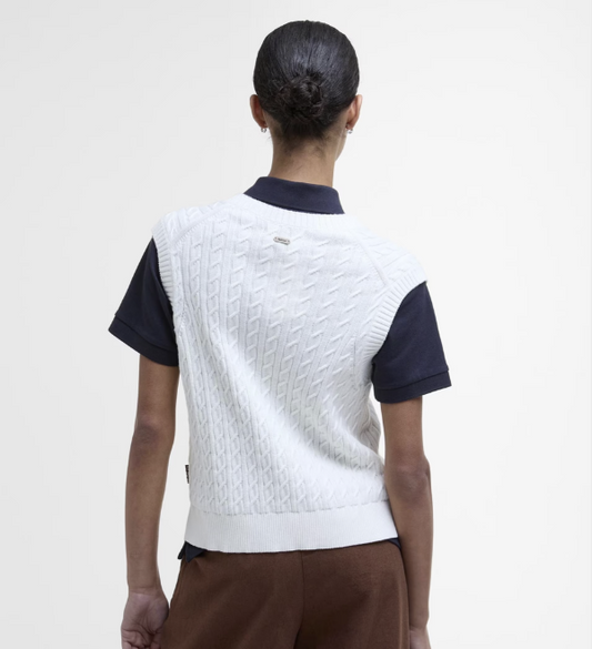 Barbour Hartland Sleeveless Knitted Jumper White
