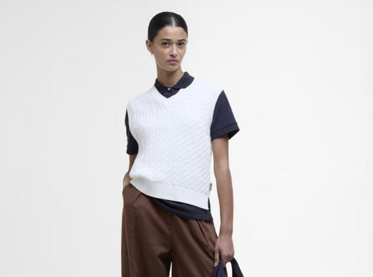Barbour Hartland Sleeveless Knitted Jumper White