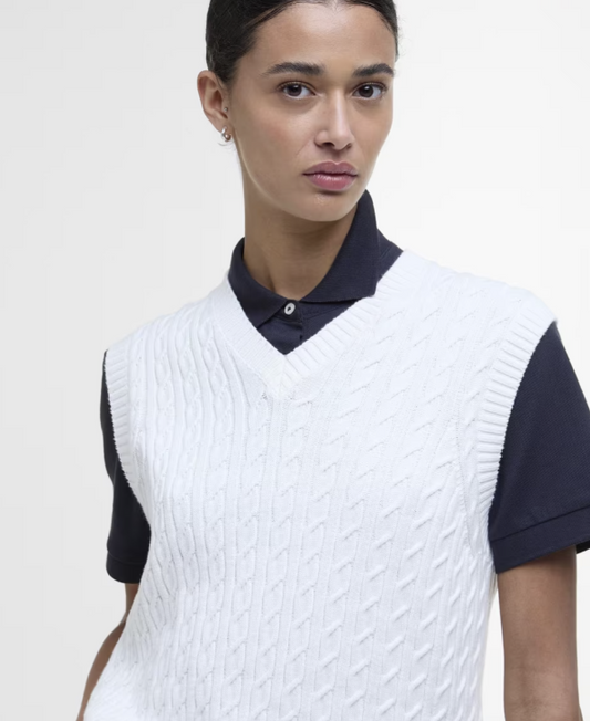Barbour Hartland Sleeveless Knitted Jumper White