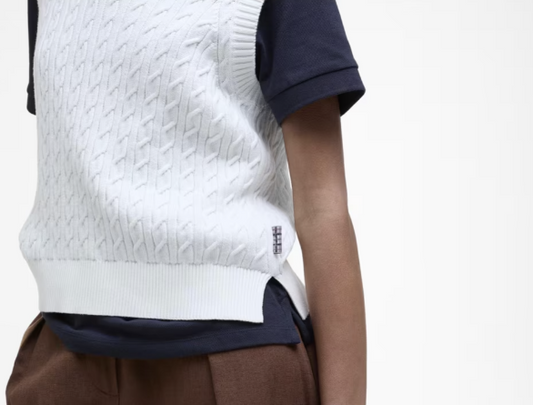 Barbour Hartland Sleeveless Knitted Jumper White