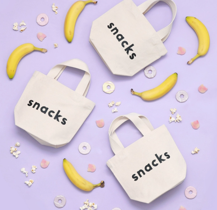 Jobsons of Alnwick Snack Motif Little Canvas Bag White