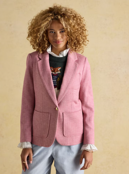 Albury Pink Herringbone Jersey Tweed Blazer