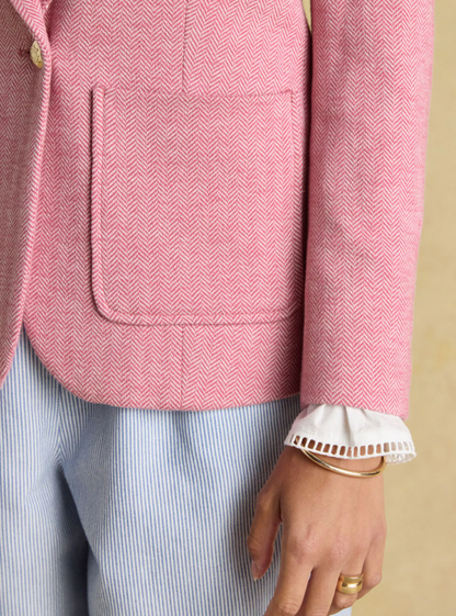 Albury Pink Herringbone Jersey Tweed Blazer