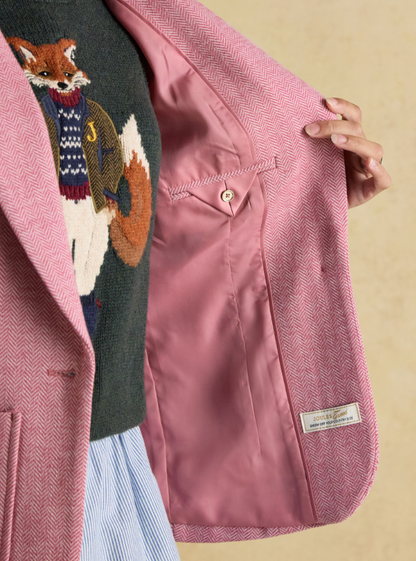 Albury Pink Herringbone Jersey Tweed Blazer