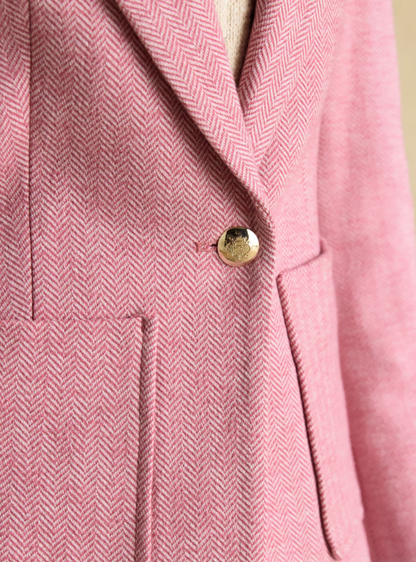 Albury Pink Herringbone Jersey Tweed Blazer