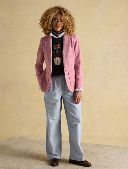 Albury Pink Herringbone Jersey Tweed Blazer