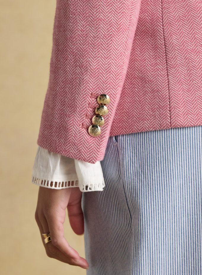 Albury Pink Herringbone Jersey Tweed Blazer