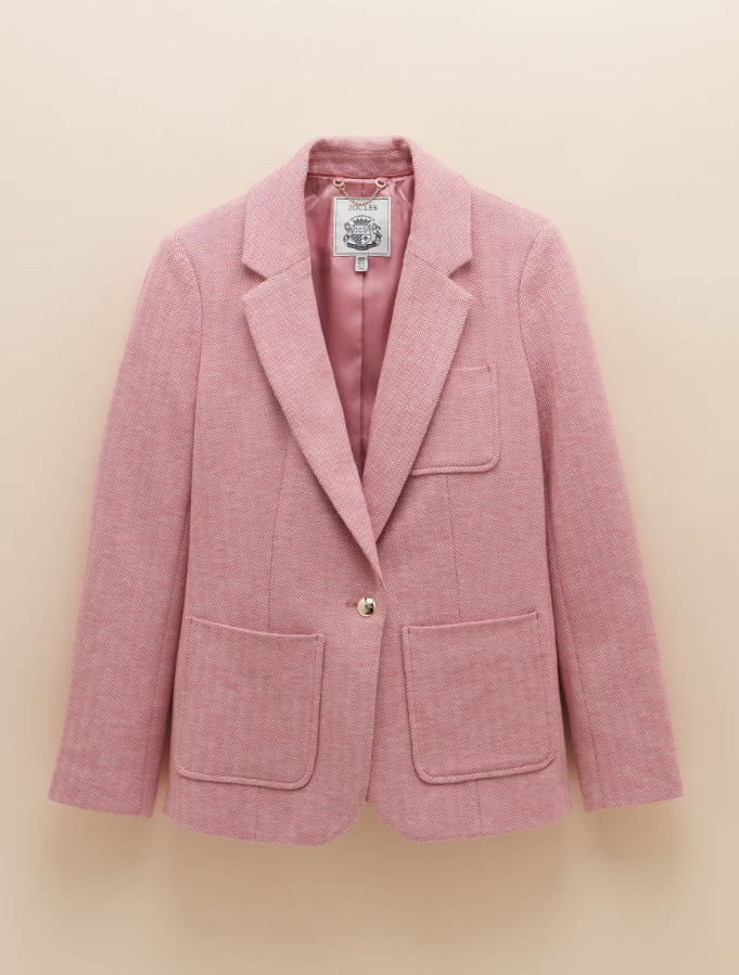 Albury Pink Herringbone Jersey Tweed Blazer