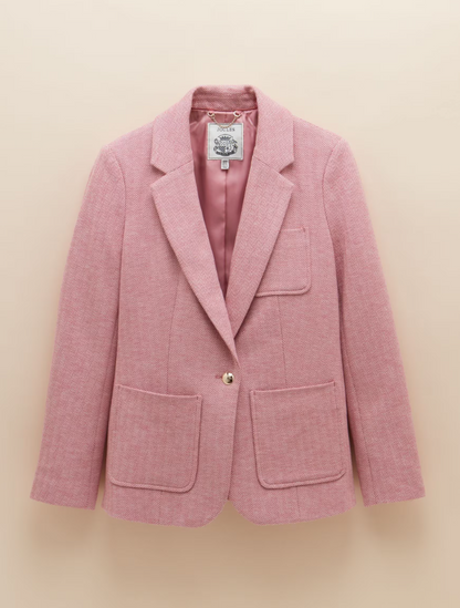 Albury Pink Herringbone Jersey Tweed Blazer