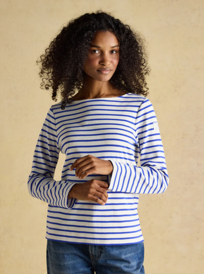 Joules Harbour Stripe Breton Top Cream / Blue