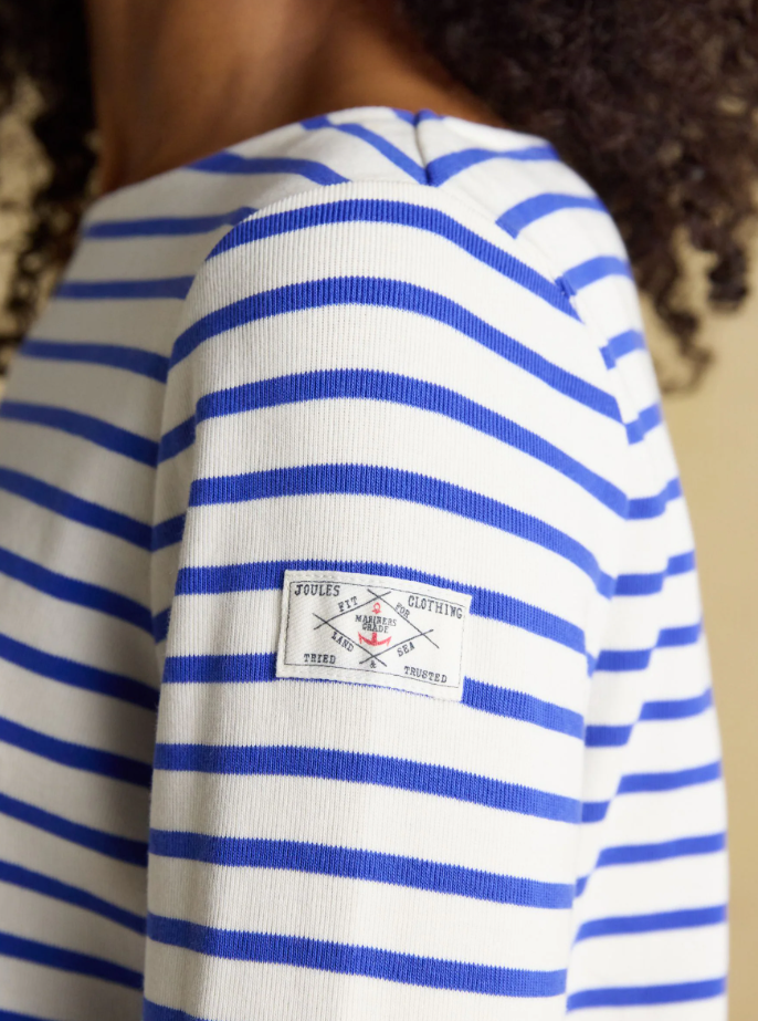 Joules Harbour Stripe Breton Top Cream / Blue