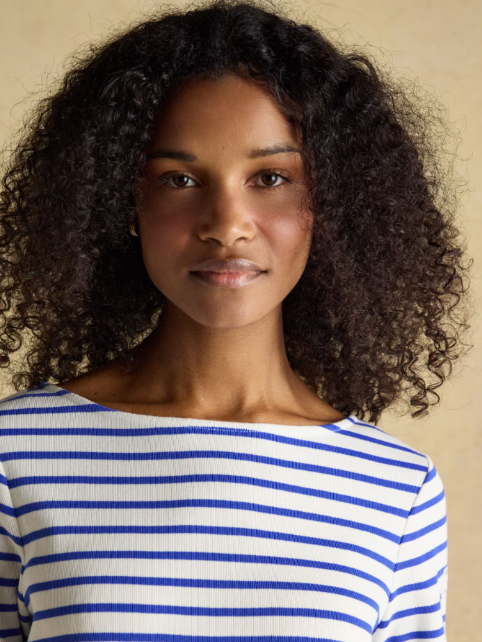 Joules Harbour Stripe Breton Top Cream / Blue