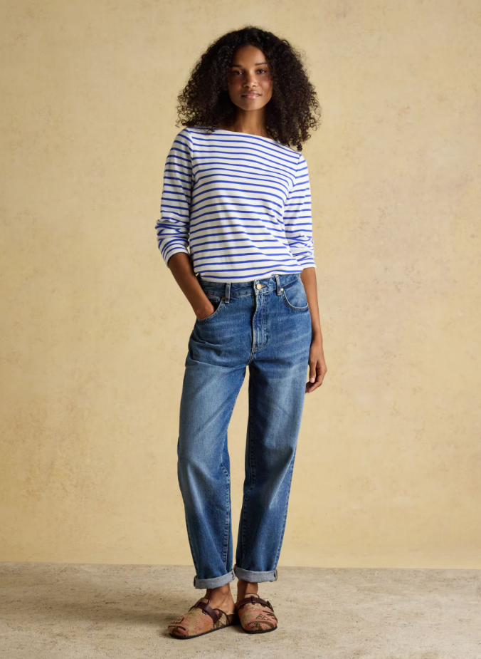 Joules Harbour Stripe Breton Top Cream / Blue